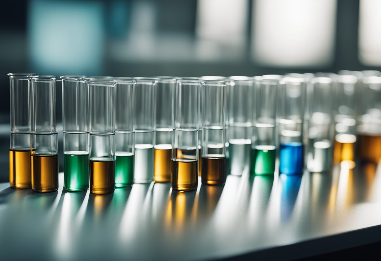 A diverse group of test tubes and vials, representing different ethnicities and backgrounds, lined up in a clinical trial lab setting